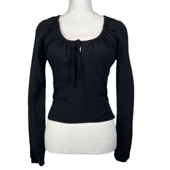 INTERMIX Marseille Lace-Up Top Black Tie Front Lace Back Scoop Neck Size Small - Picture 3 of 12